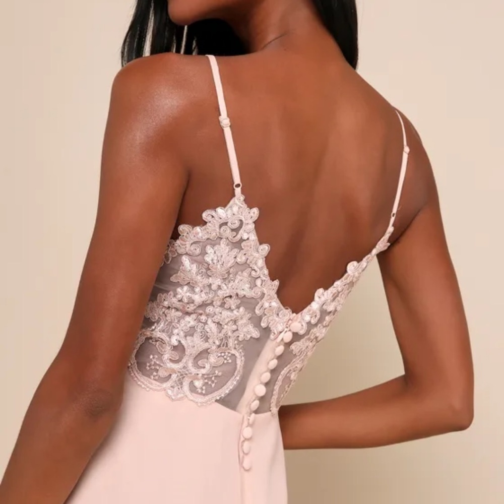 Lulu's Romantic Ways Blush Button-Detail Dress